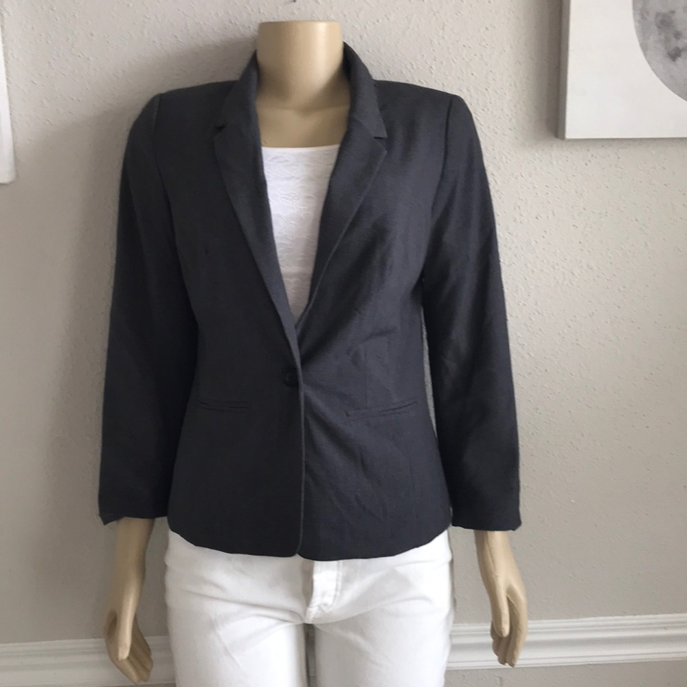 KENSIE Gray/White/Black Blazer Size S